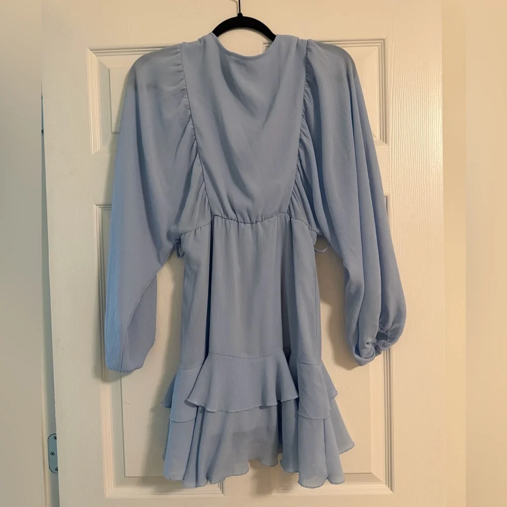 Simplee Light Blue Ruffled Dress - Picture 3 of 4